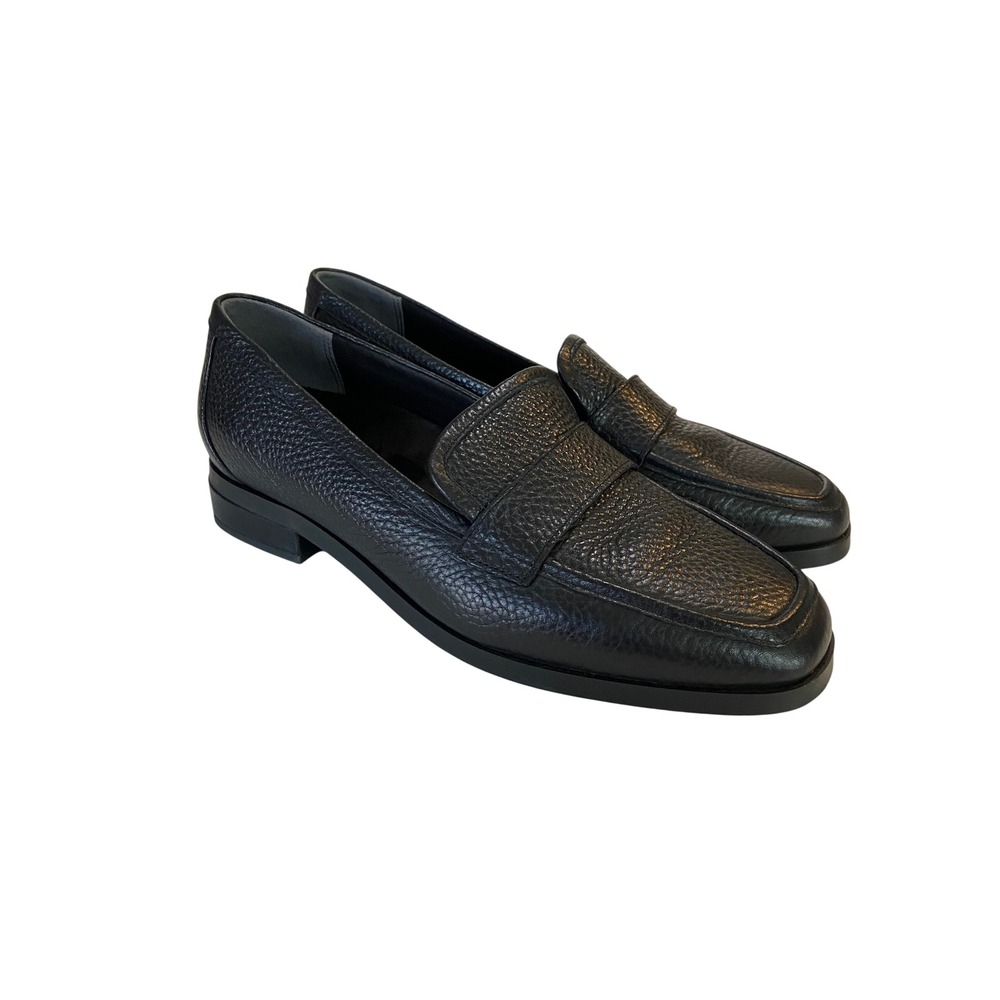 Vionic Sellah Black Pebbled Leather Penny Loafers Square Toe Womens 9